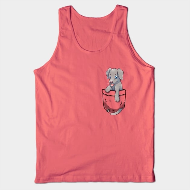 Pocket Cute Weimaraner Dog Tank Top by TechraPockets